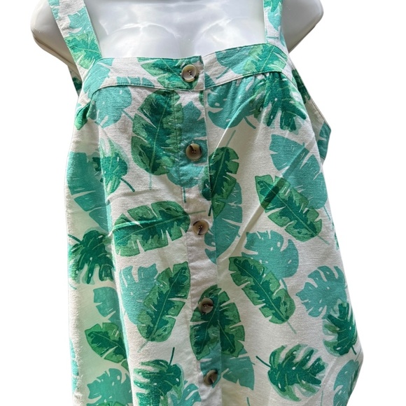 J. Crew Strapless Button Up Tank SZ Medium Floral Beach Summer Leaves Aloha - Picture 4 of 4